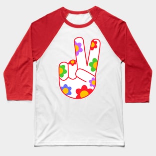 Floral Peace Sign Baseball T-Shirt